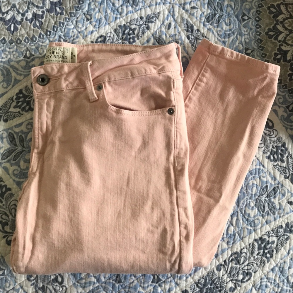 Light pink skinny jeans